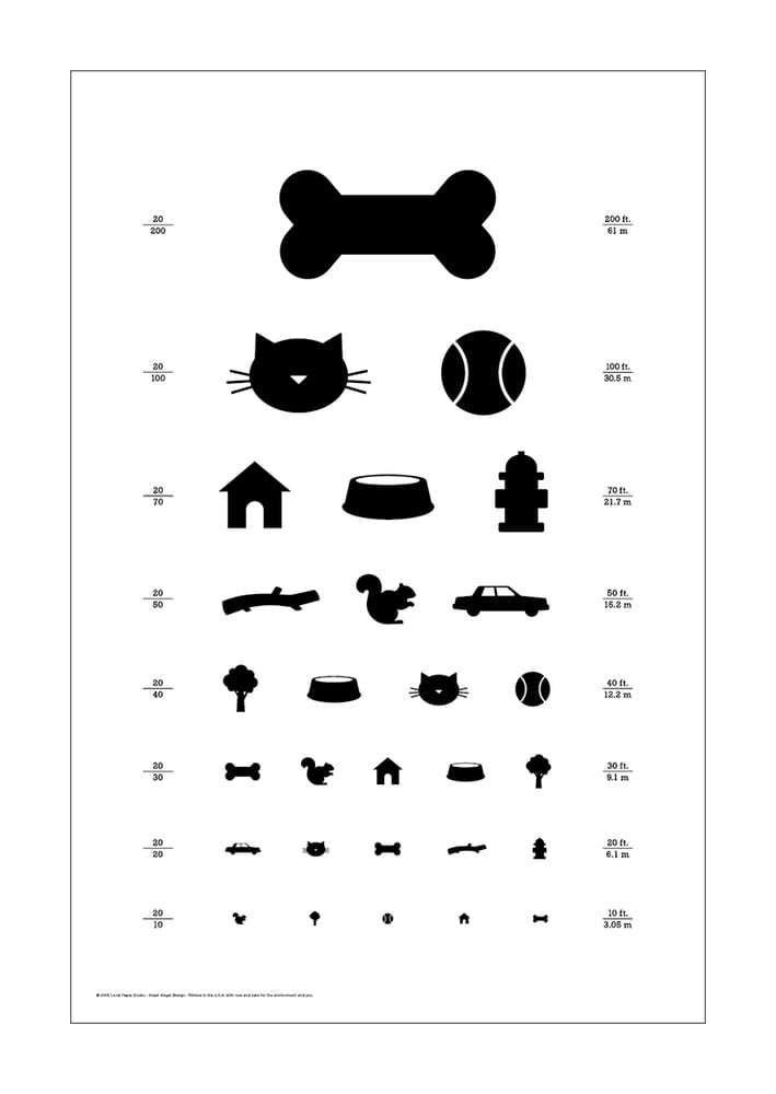 Image of 12" x 18" Dog Eye Chart - Classic Size Poster