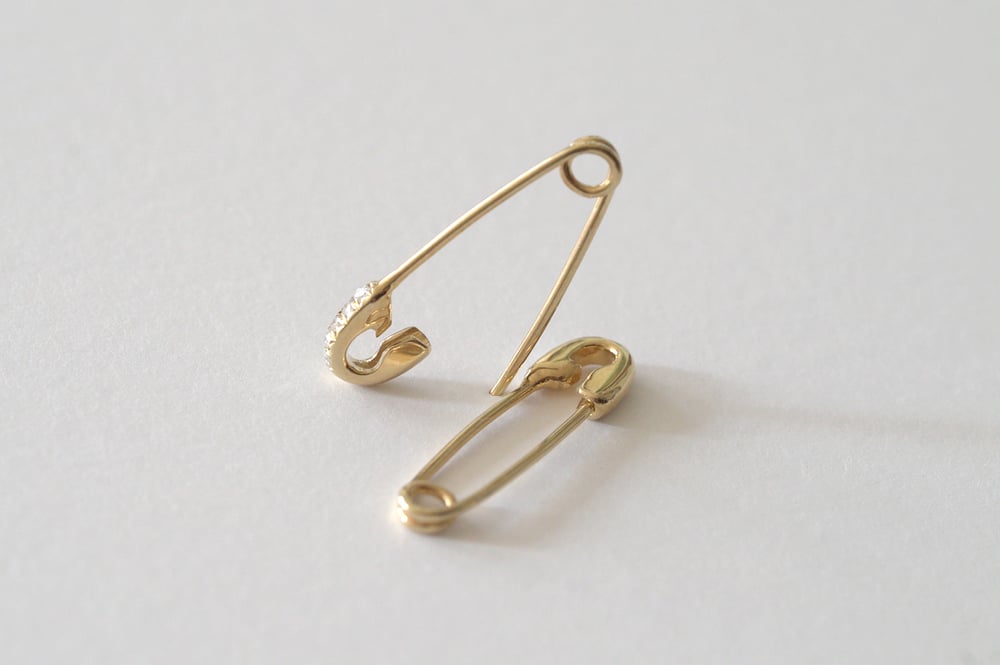 Image of Safety Pin Earrings with Pave Diamond Setting