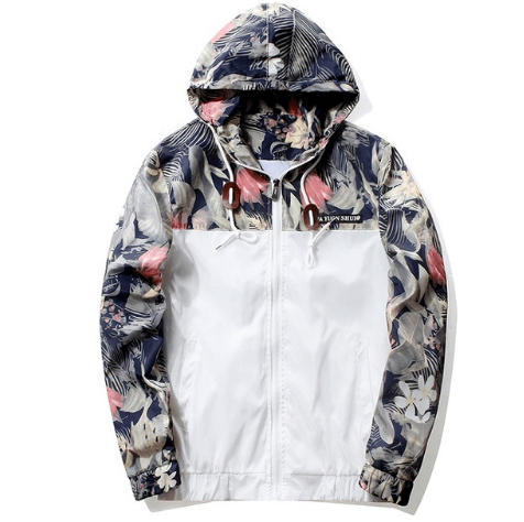 Image of Floral Bomber Jacket Men Hip Hop Slim Fit Flowers Pilot Bomber Jacket