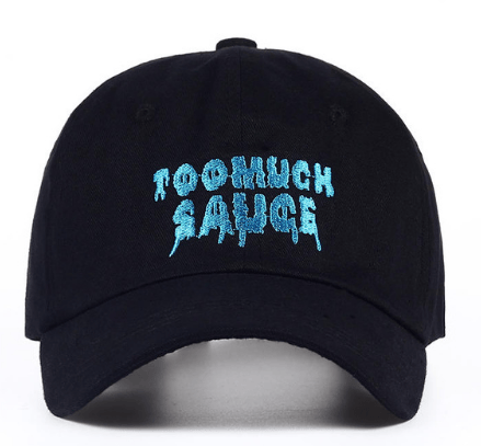 Image of Too much sauce letter embroidery Black Hat