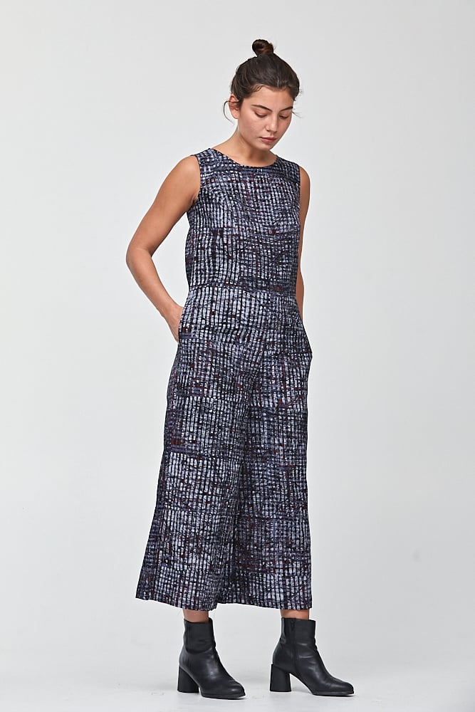 Image of Guacho Jumpsuit in Grid Batik Print