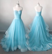 Image 1 of Light Blue High Quality Party Gowns, Light Blue Party Dresses, Evening Gowns