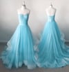 Light Blue High Quality Party Gowns, Light Blue Party Dresses, Evening Gowns