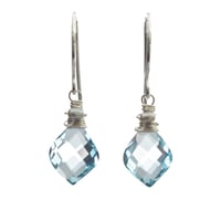 Image 1 of Curvy simulated blue spinel earrings sterling silver