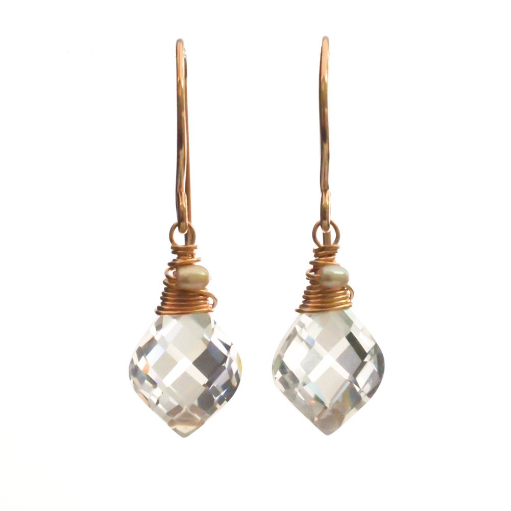 Image of Curvy cubic zirconia earrings 14kt rose gold-filled