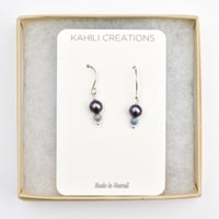 Image 4 of Freshwater cultured peacock pearl sterling silver earrings simulated opals