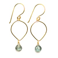 Image 1 of Moss aquamarine earrings lotus loop v2 14kt gold-filled March birthstone