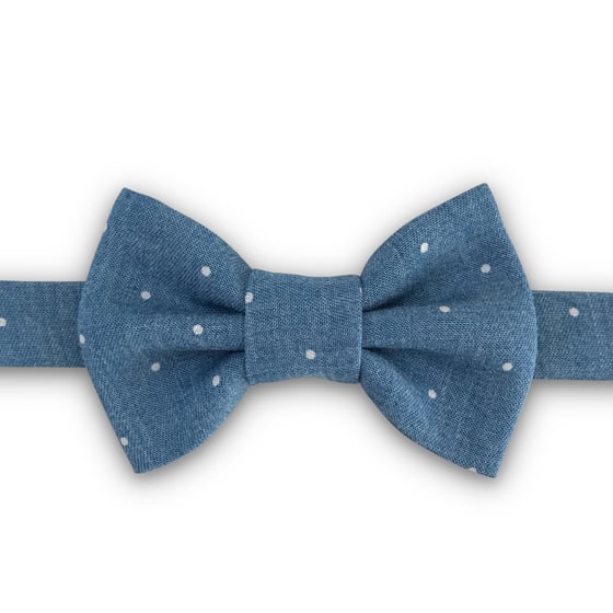 Image of denim chambray dot bow tie