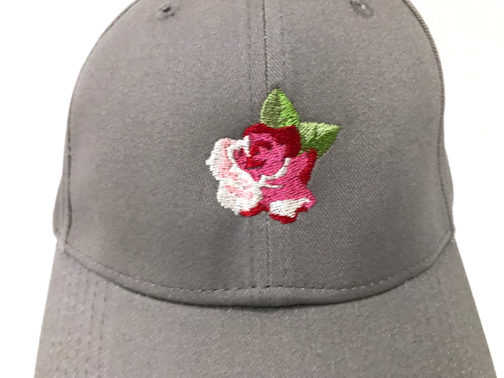 Image of Embroidered Rose Cap - Grey