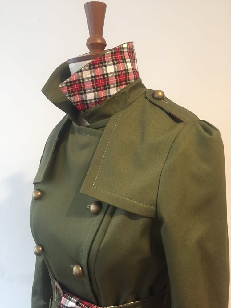 Image of Totty Trench with tartan trimmings