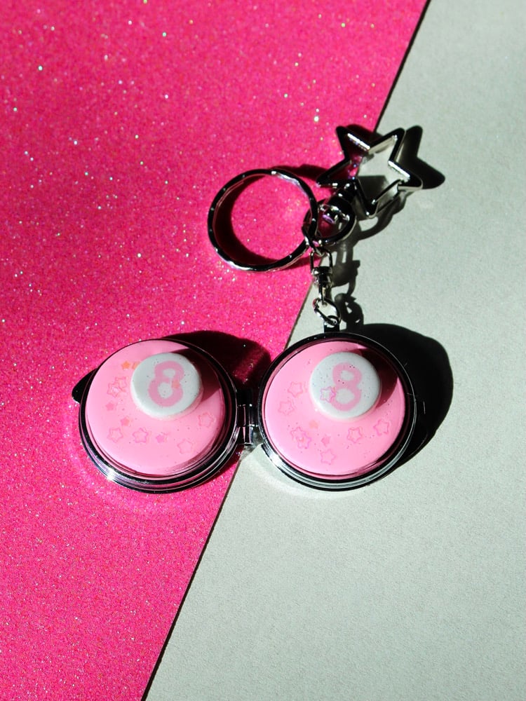 Image of Pink 8 Ball Keychain Compact Mirror