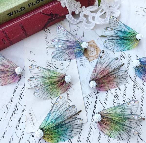 Image of A pair of Pretty faerie wing hair adornments