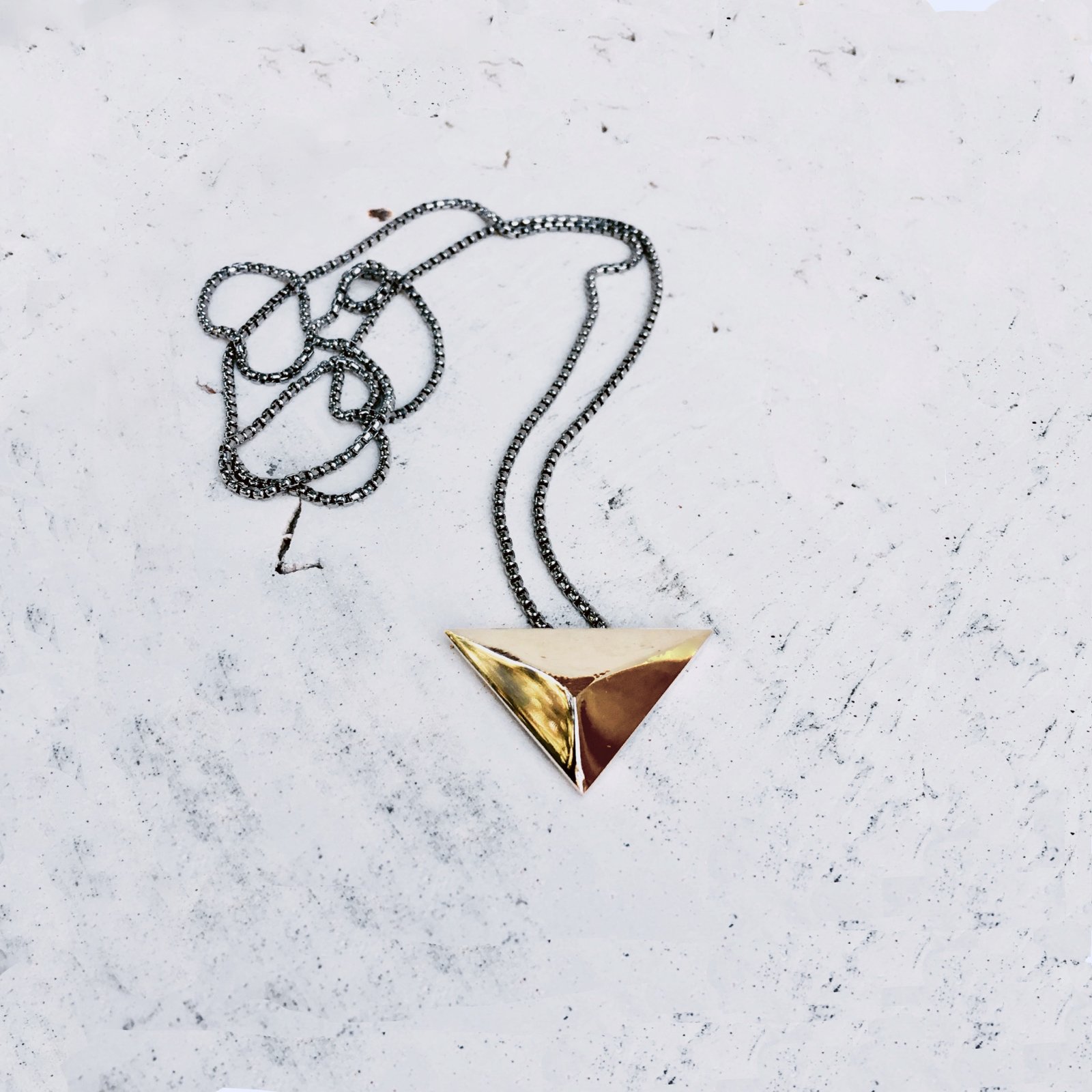 Bronze Sculpture Triangle Necklace