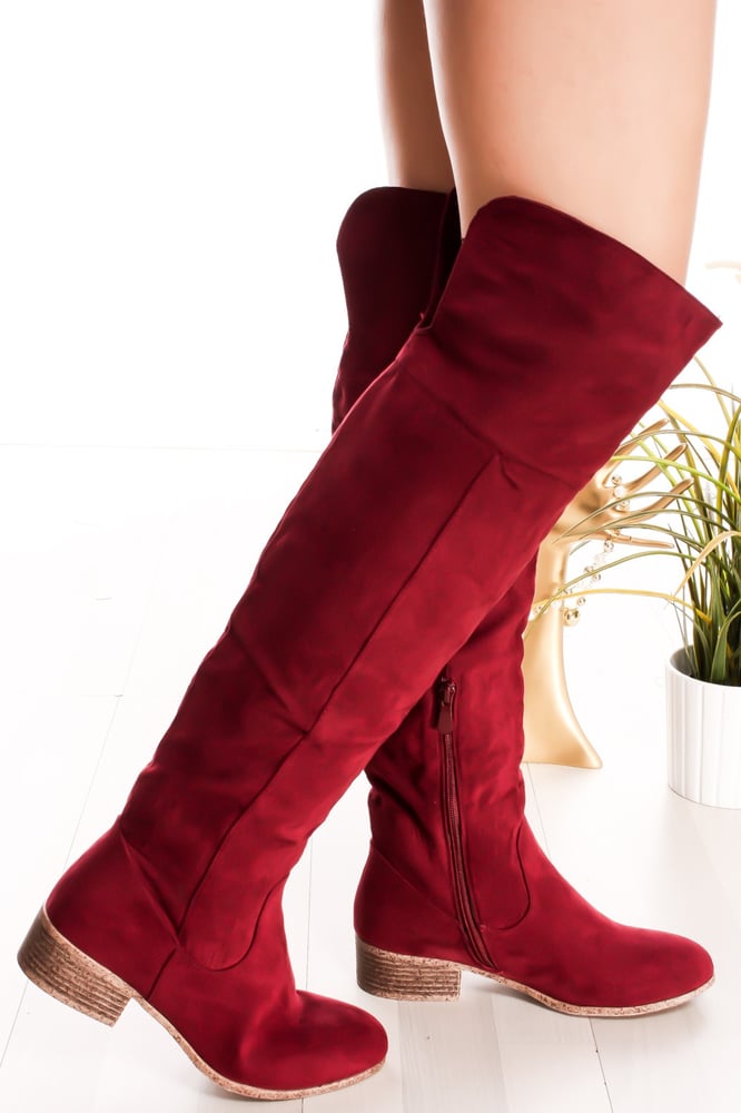 Image of Knee high boots (Burgandy)