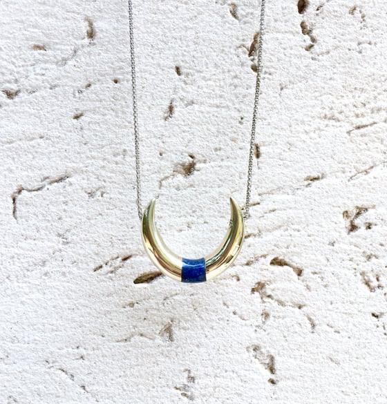 Image of Lapis Inlay crescent necklace