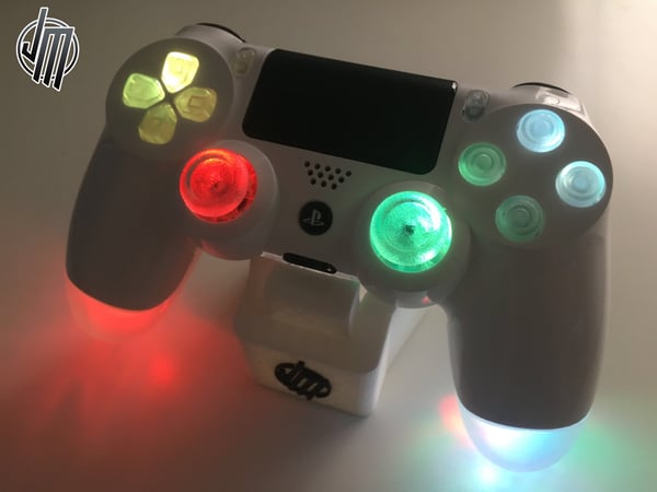 Image of Gloss White RGB Rainbow LED's Custom Ps4 Controller