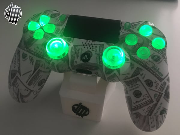 Image of Green Dollar Custom Ps4 Controller Green LED's