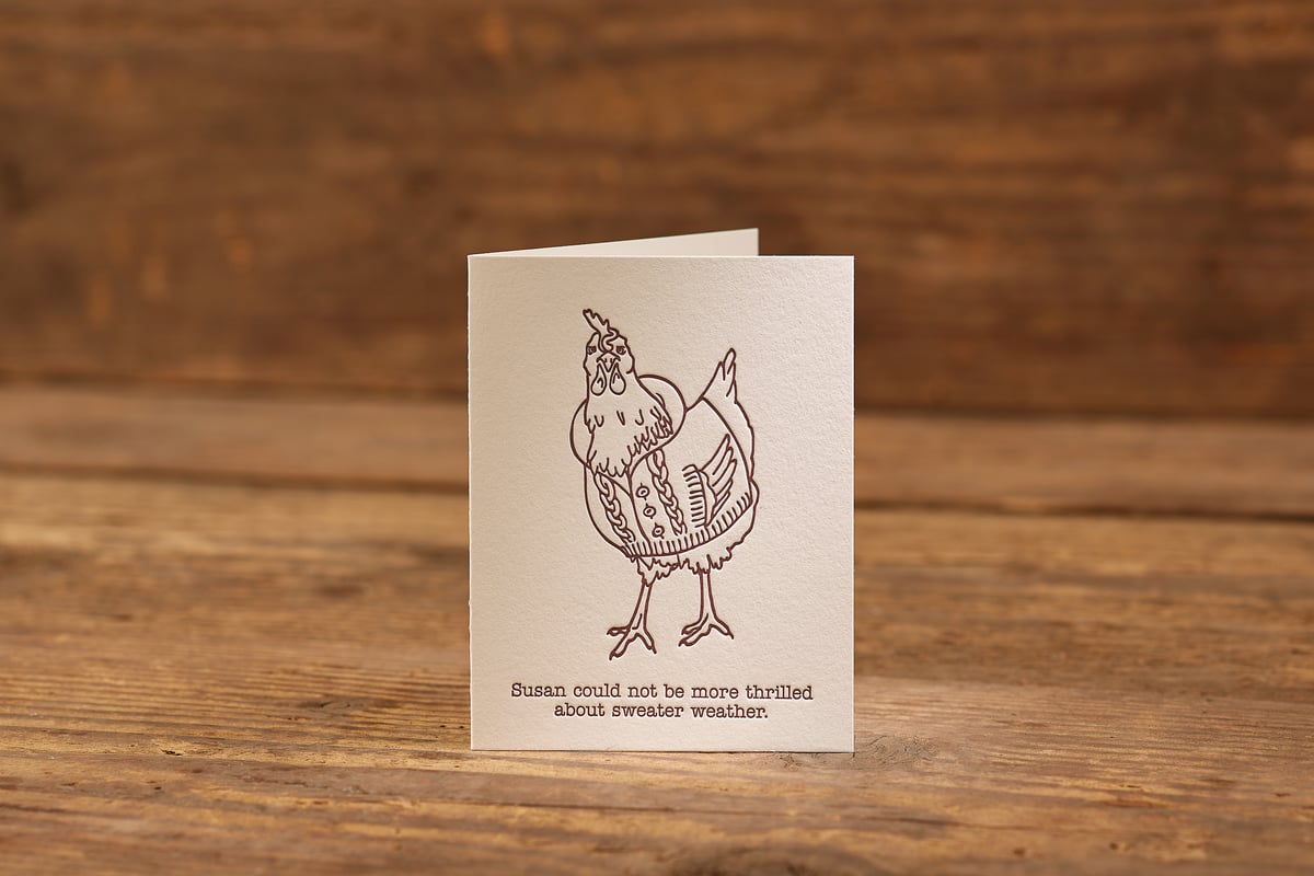 Image of Sweater Weather Letterpress Card (A2: 5.5 x 4.25")