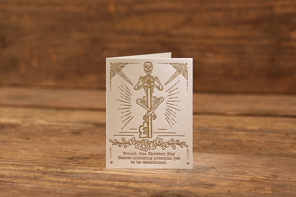 Image of Skeleton Key Letterpress Card (A2: 5.5 x 4.25")