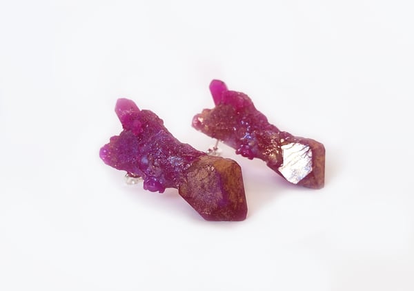 Image of CELESTIAL STUD EARRINGS - Hot pink clear (SAMPLE - only 1 pair available)