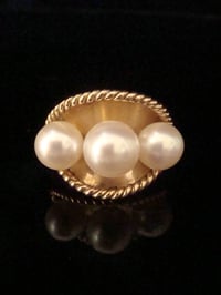 Image 1 of STUNNING RETRO 14CT CULTURED PEARL RING