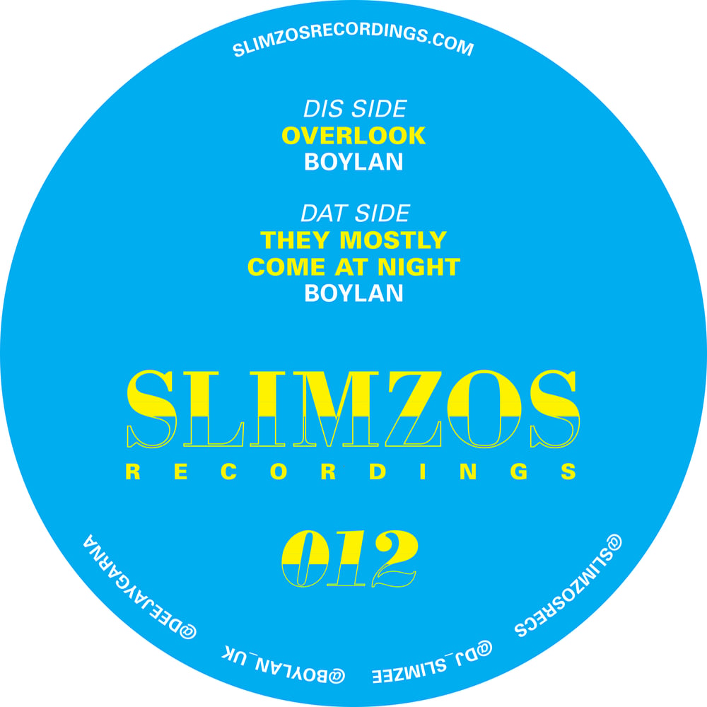 Image of Slimzos 012 Vinyl- Boylan Overlook/TheyMostlyComeAtNight