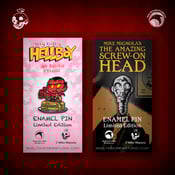Image of Hellboy/B.P.R.D.: itty bitty Hellboy and The Amazing Screw-On Head pin set!