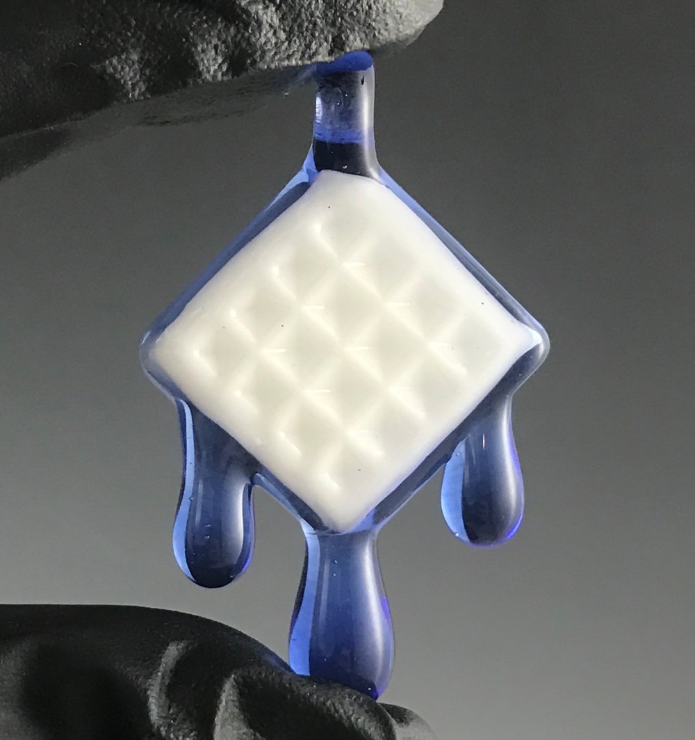Image of White Dodgers Themed Waffle Pendant