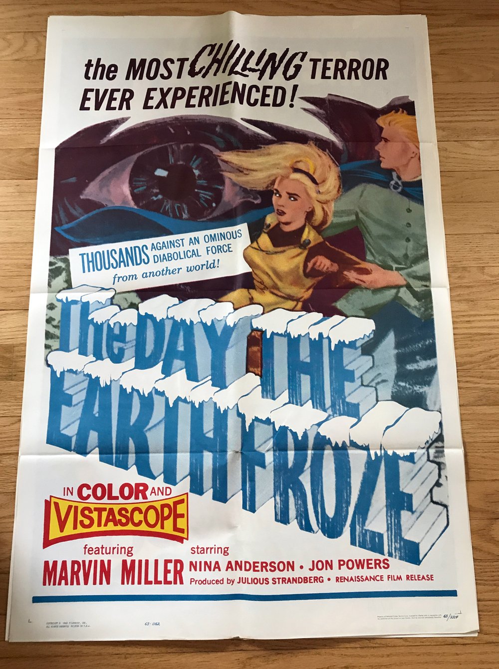 1959 THE DAY THE EARTH FROZE Original U.S. One Sheet Movie Poster