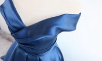 Image 2 of Navy Blue Prom Dresses 2018, Satin Party Dresses, Formal Gowns