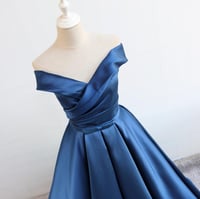 Image 3 of Navy Blue Prom Dresses 2018, Satin Party Dresses, Formal Gowns