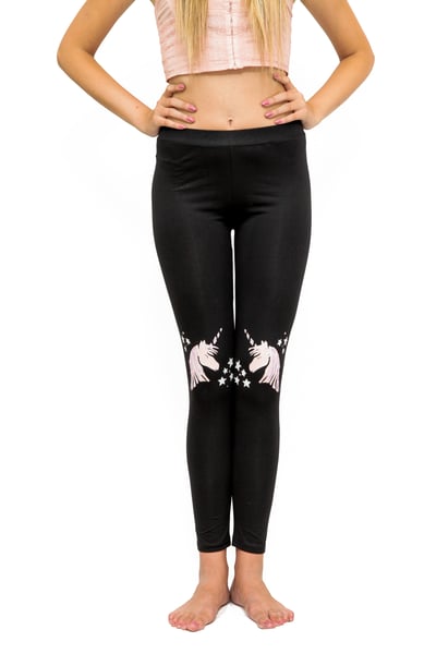 Image of Unicorn leggings, Hand painted leggings, Black yoga leggings