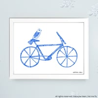 Image 2 of Blue *bike & bird*_18x24 cm