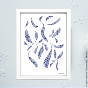 Image of Blue feathers_A3