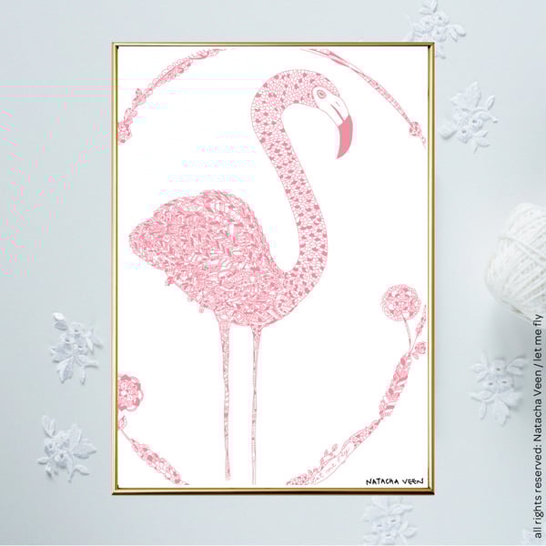 Image of Pink *Flamingo*_18x24 cm