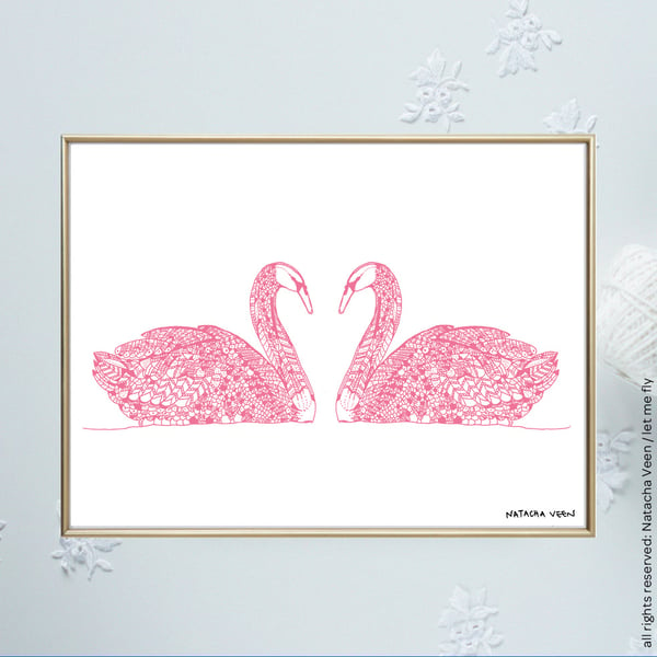 Image of Pink *Swan*_18x24cm