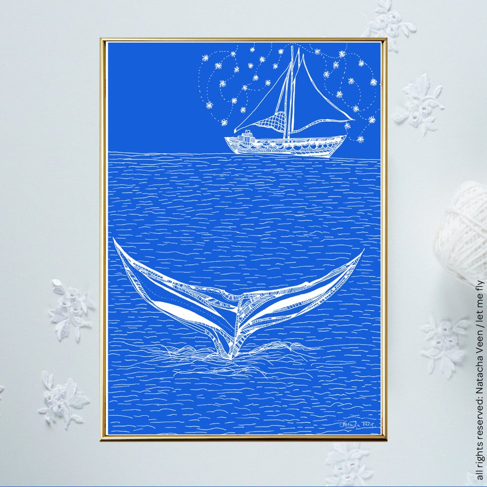 Image of Blue *Boat&Whale*_A4