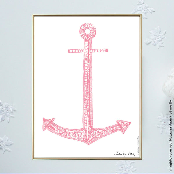 Image of Pink *Anchor *_18x24cm