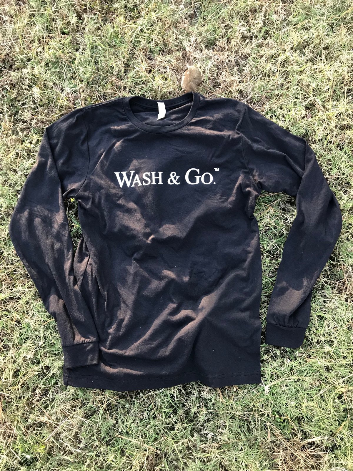 Image of WASH & GO.™ “HairHeart” Black Long Sleeve Tee