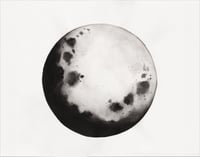 Image 1 of Black & White Watercolour Moon Print
