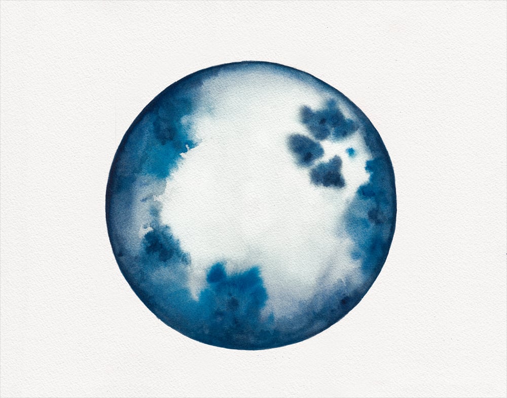 Image of Blue Watercolour Moon Print (limited)