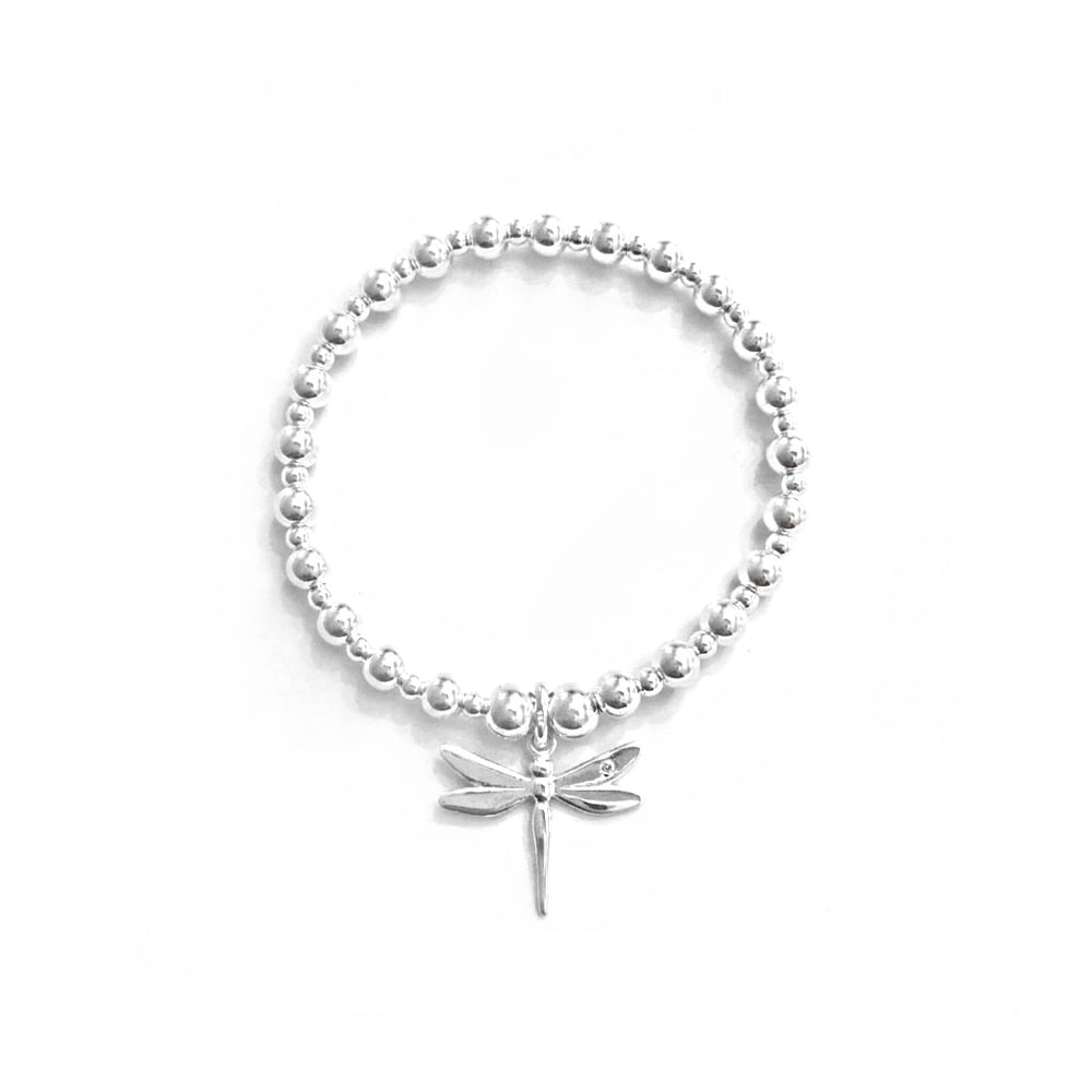 Image of Sterling Silver Dragonfly Charm Bracelet