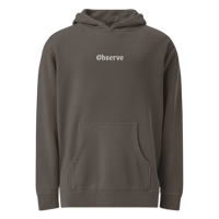 Image 4 of "Observe" Embroidered Unisex Pigment-dyed Hoodie