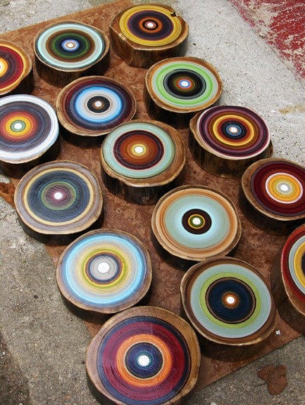 Image of Large set of 15 Tree Ring paintings