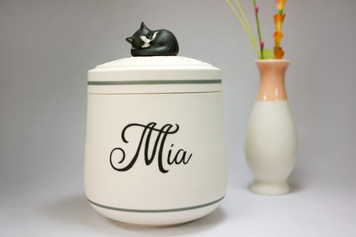 Image of Tuxedo Cat Urn, Custom Urn for Your Black and White Cat