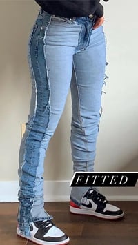 Image 1 of FLARE/ FITTED Reversed stacked jeans