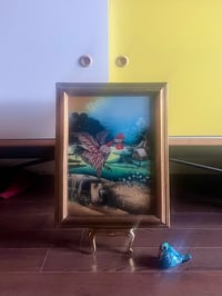 Image 1 of “Rooster in the Fields”, Reverse Painting on Glass