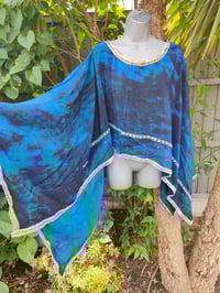 Image 1 of Poncho Woodstock Top -free size Greek blue