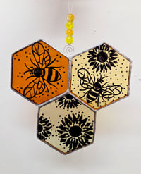 Image 2 of  Stained Glass Handpainted Honeycomb 