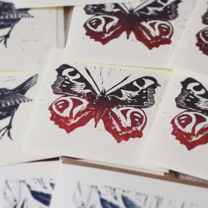 Image of Peacock butterfly 4x4 inch card